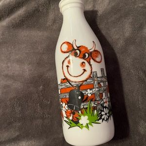 Milk glass Happy cow milk bottle